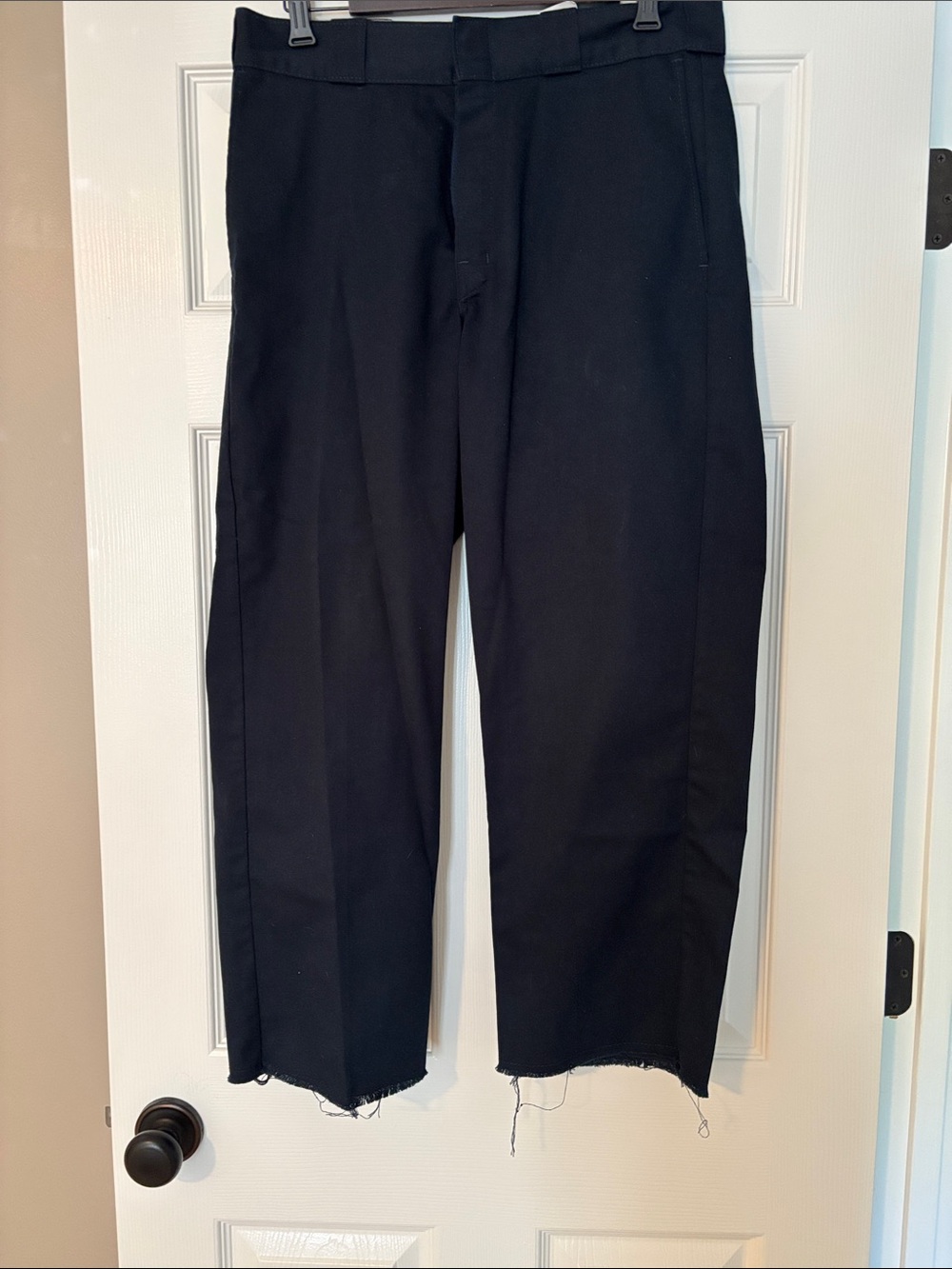 Dickies Navy Straight-Leg Pants with Raw Hem